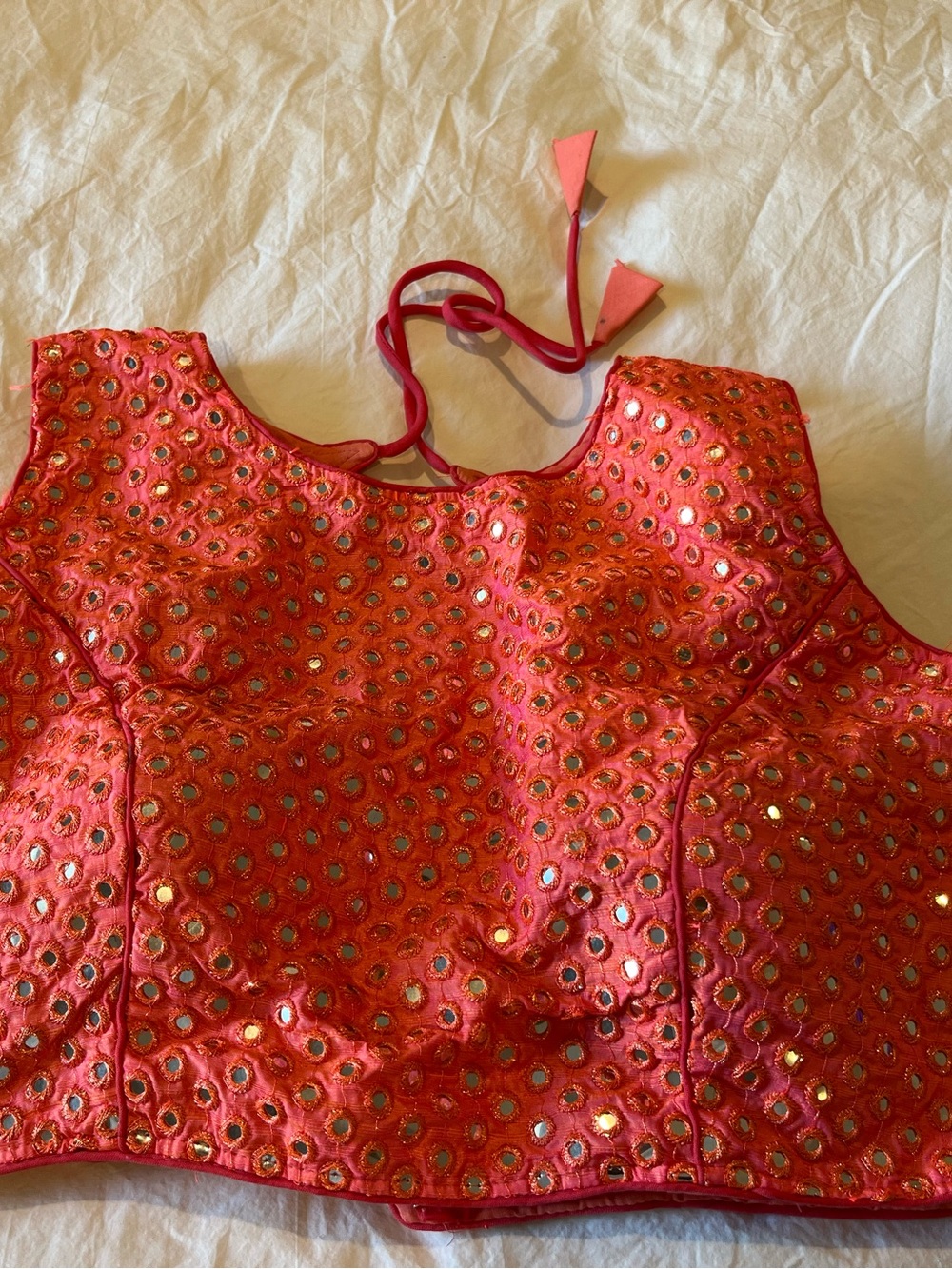 Peach color, sleeveless mirror work Embellished Blouse / Choli /Crop top